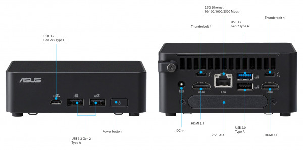 Both the slim and tall versions of the NUC 14 have identical ports on the front and the rear of the chassis