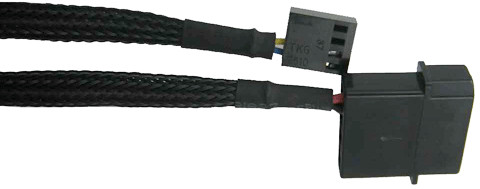 Cable has one motherboard PWM connector plus a 4-pin Molex connector for fan power