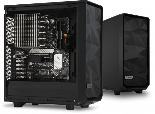 Quiet PC A90 Fanless i18, shown with side panel removed built in the Meshify chassis.